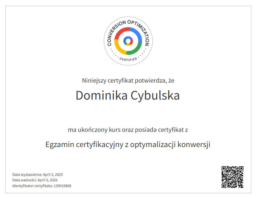 Egzamin certyfikacyjny z optymalizacji konwersji